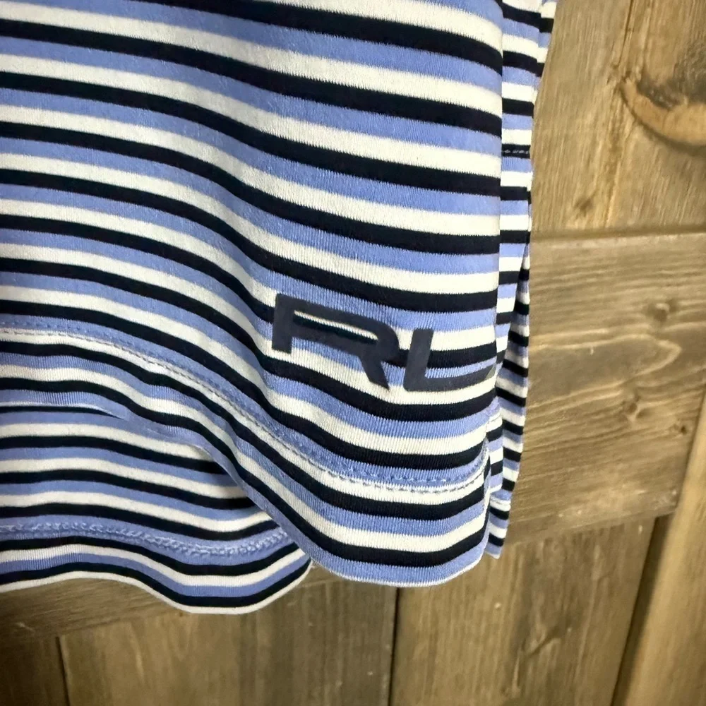 RLX Ralph Lauren Blue & White Striped Performance Polo (L)